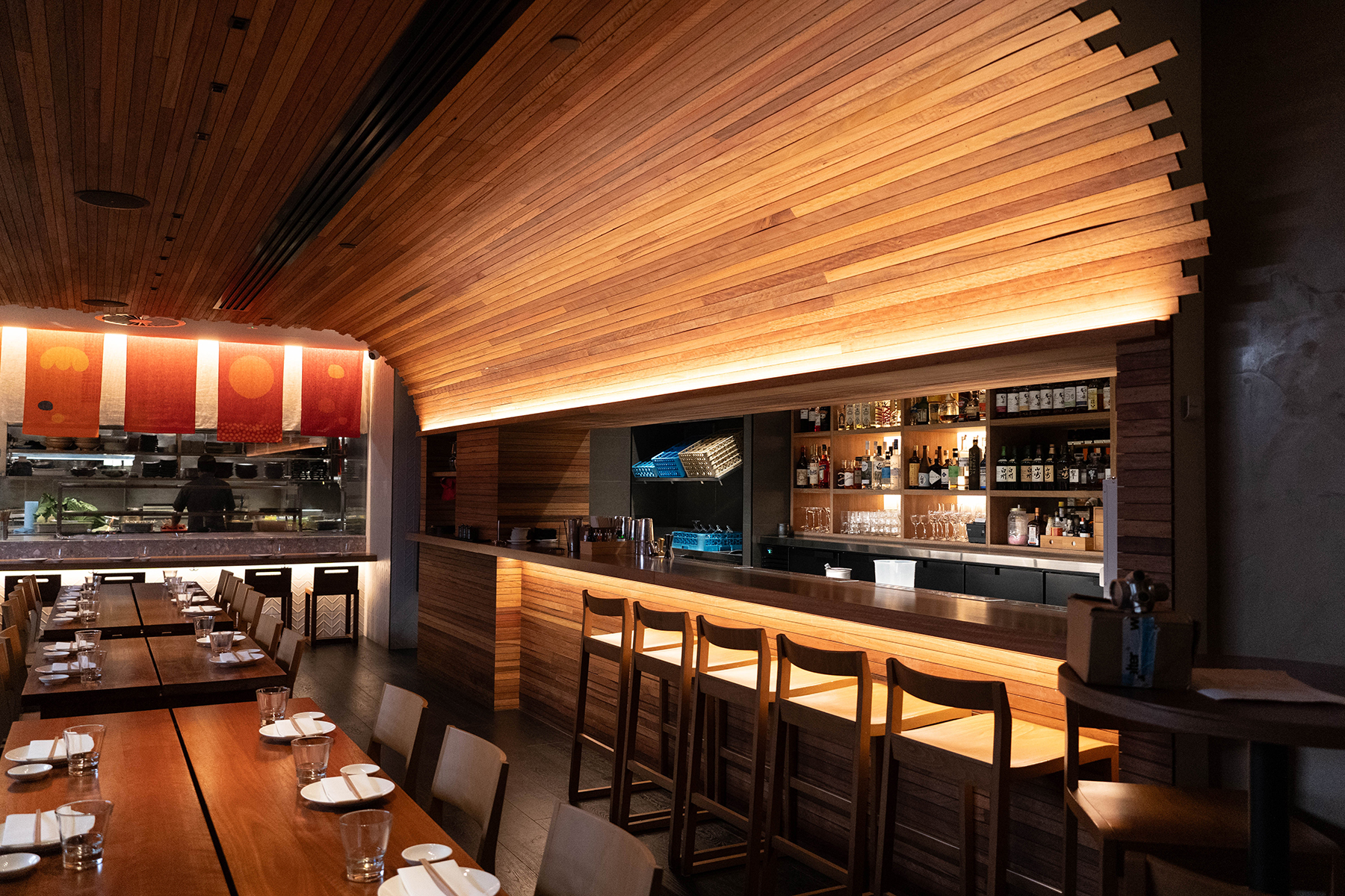 Toko Restaurant featuring iGuzzini Laser Blade XS. Supplied by Studio 100 JBW.